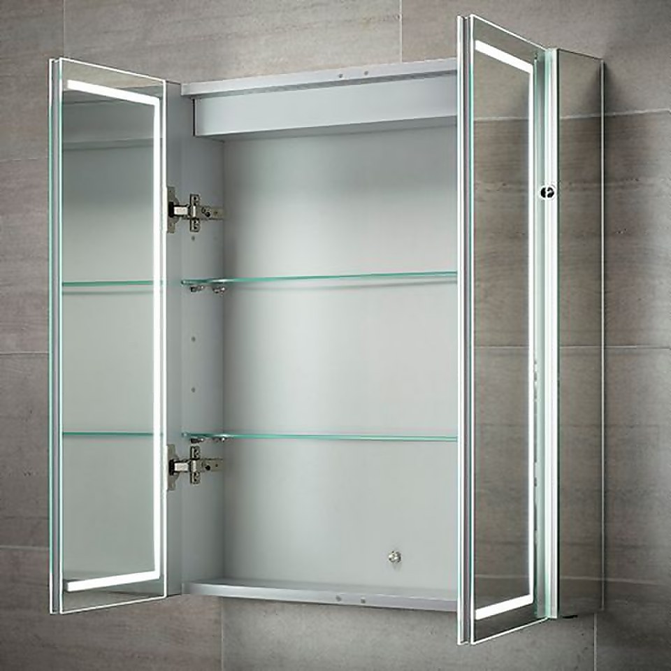 Bathstore Castor Double Door LED Mirror Cabinet