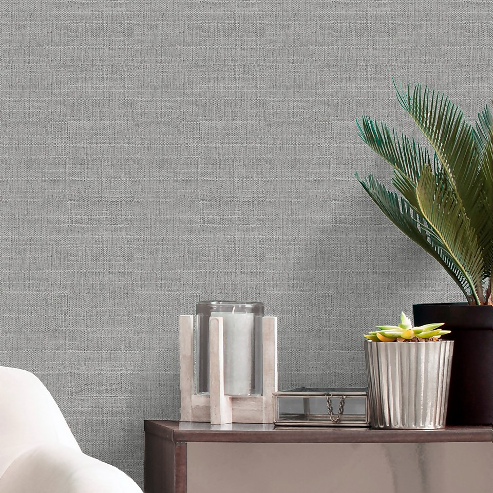 Belgravia Decor Giorgio Fabric Effect Textured Silver Wallpaper