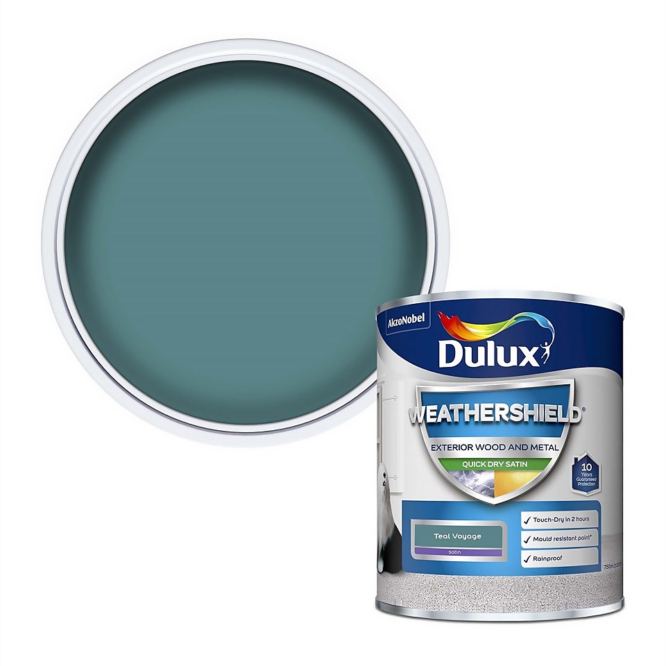 Dulux Weathershield Quick Dry Satin Paint Teal Voyage - 750ml