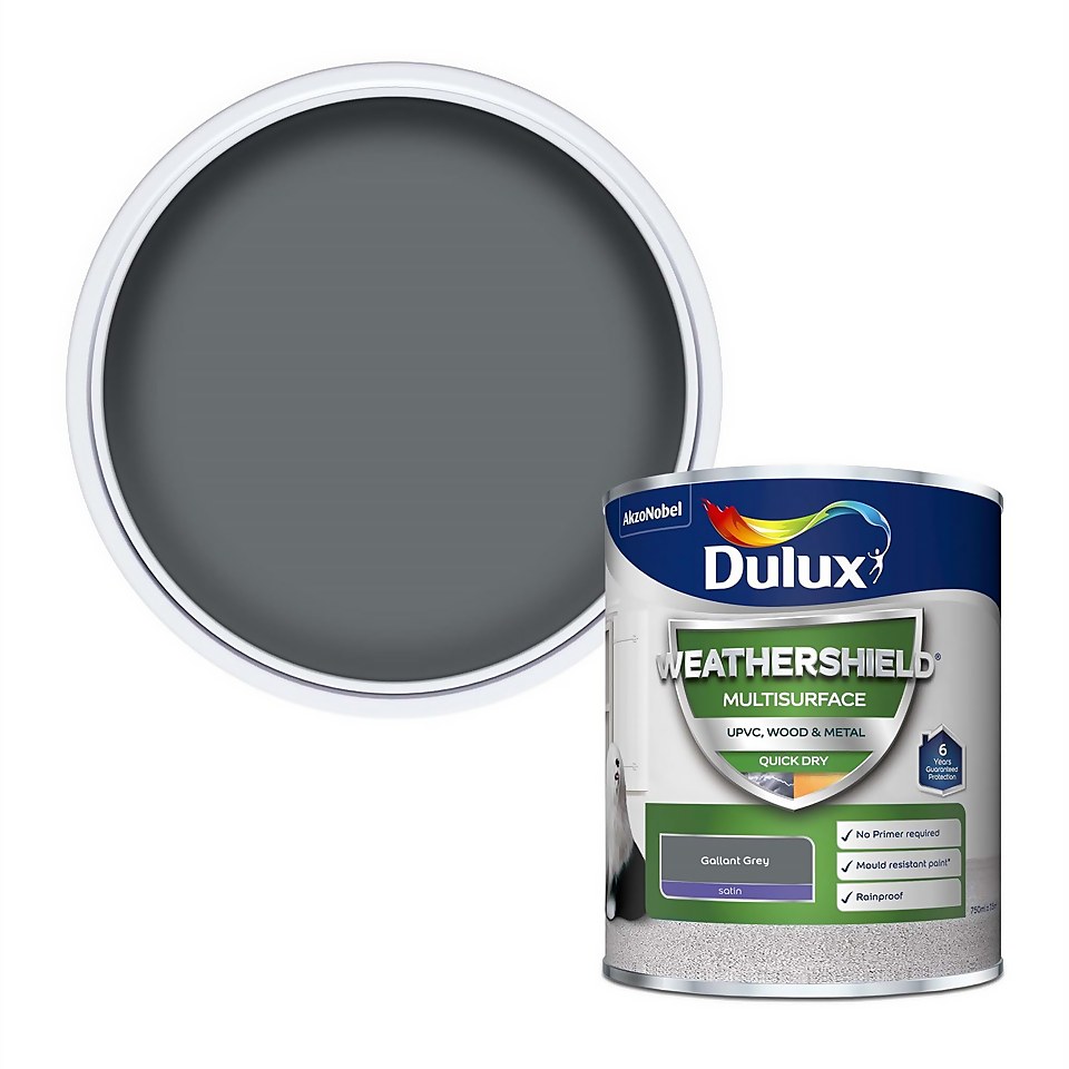 Dulux Weathershield Multi Surface Paint Gallant Grey - 750ml