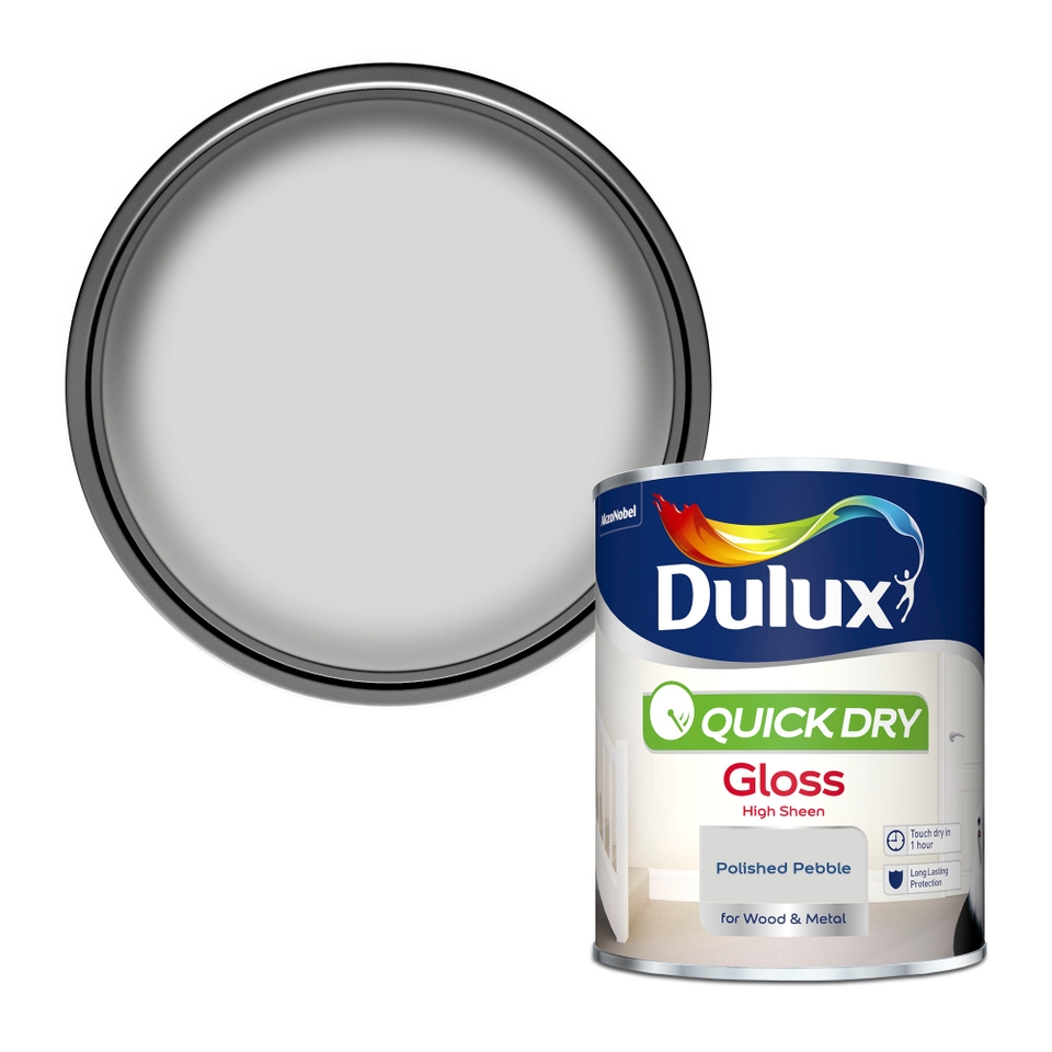 Dulux Quick Dry Gloss Paint Polished Pebble - 750ml