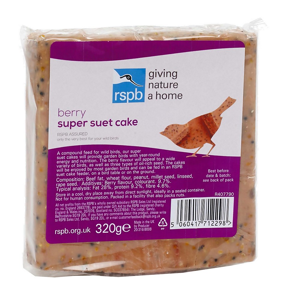 RSPB Berry Super Suet Cake Wild Bird Treat - 320g