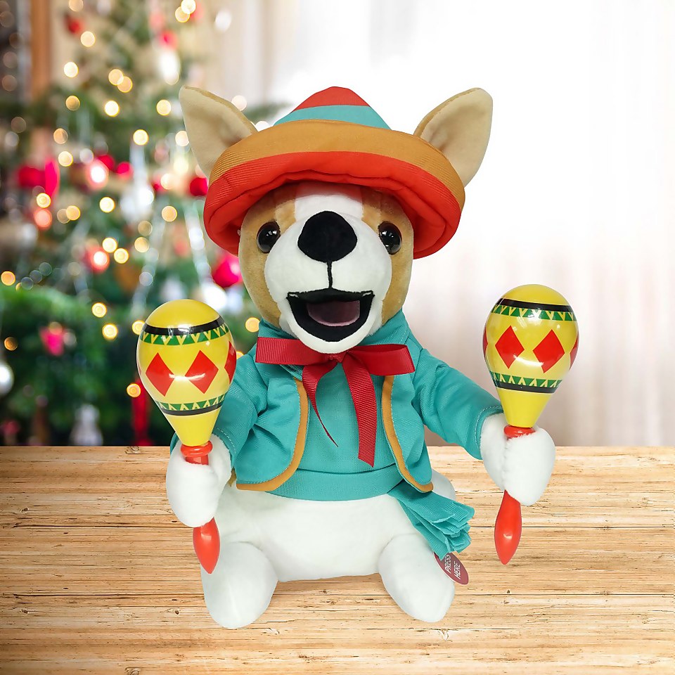 Animated Mexican Puppy Christmas Musical Motion Character (Battery Operated)