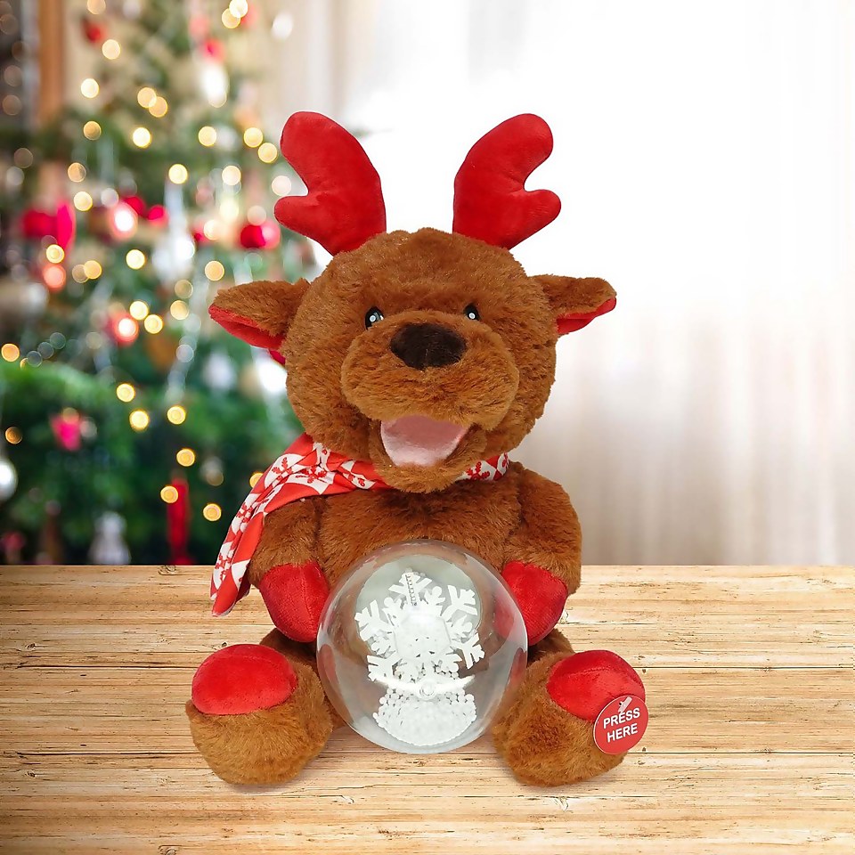 Animated Reindeer Light up Snowball Christmas Musical Motion Character (Battery Operated)