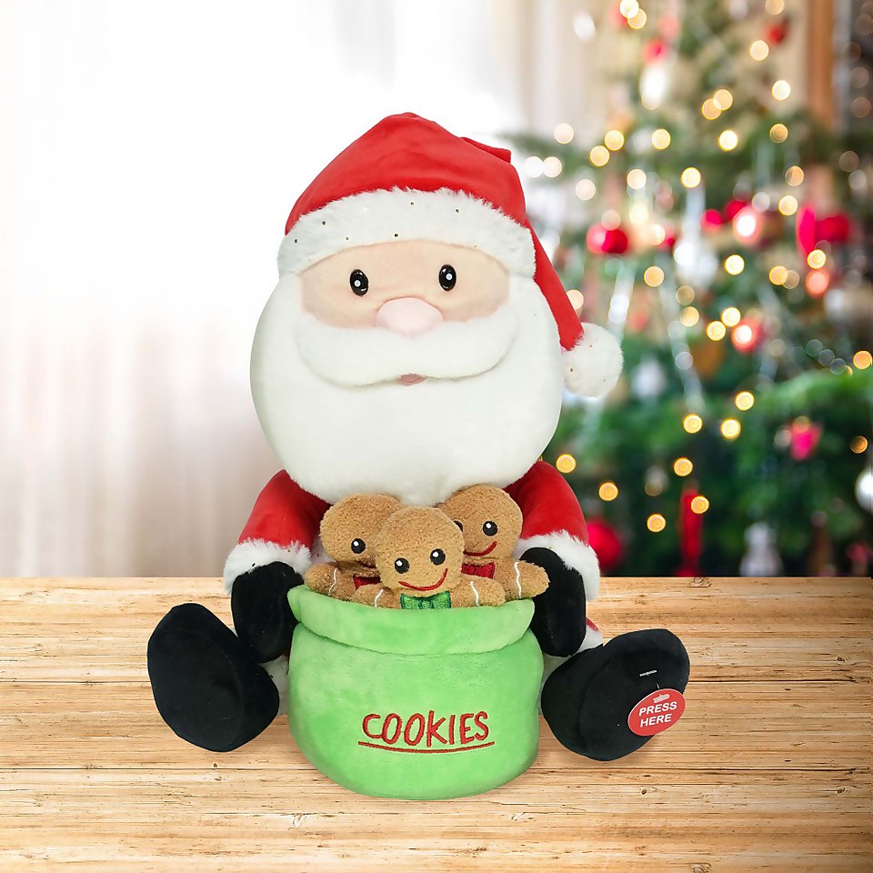 Animated Santa with Cookie Jar Christmas Musical Motion Character (Battery Operated)
