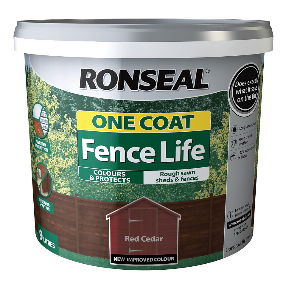 Ronseal One Coat Fence Life Paint Red Cedar - 9L