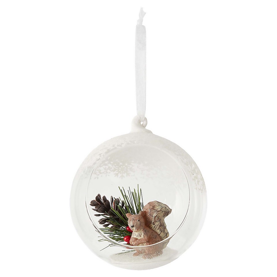Open Front Squirrel Glass Christmas Tree Bauble