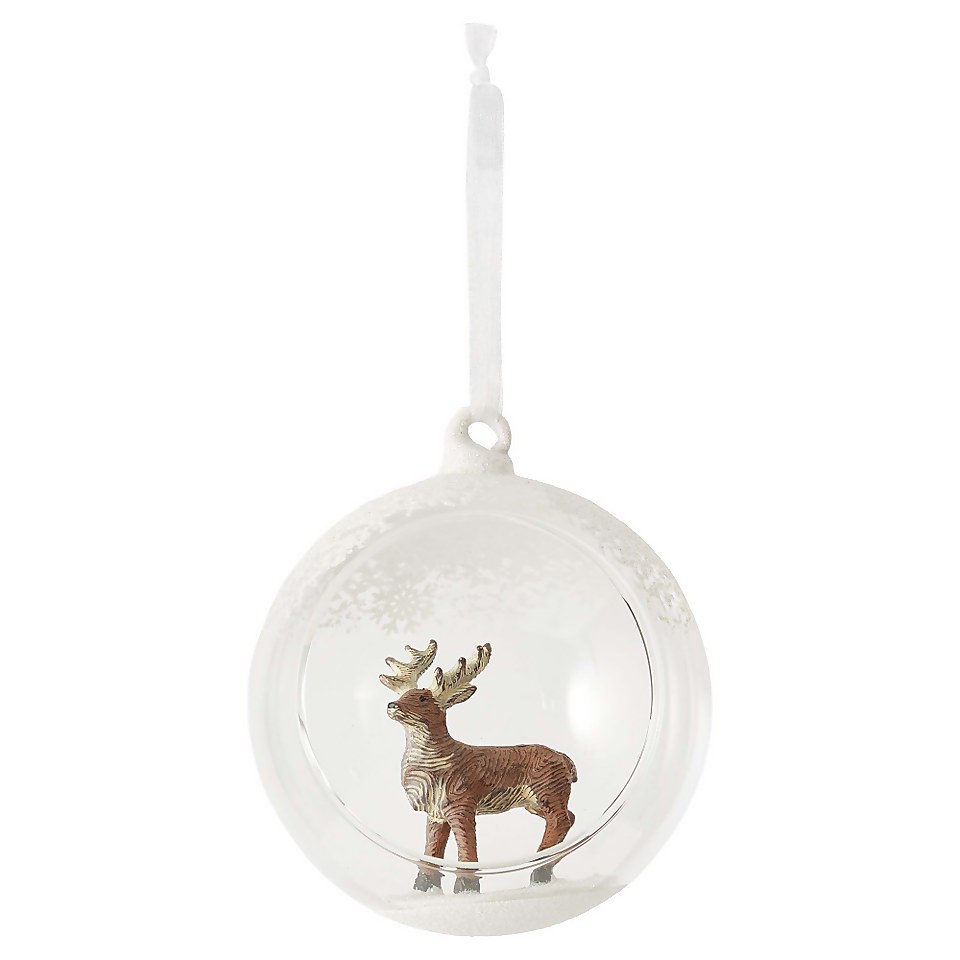 Open Front Stag Glass Christmas Tree Bauble