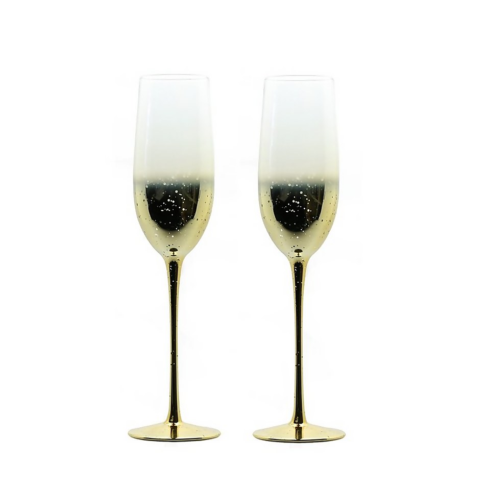 Champagne Flutes - Set of 2 - Champagne Gold