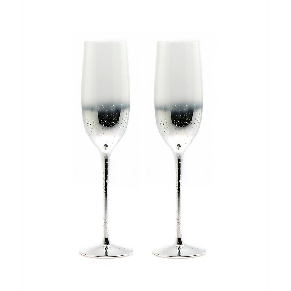 Champagne Flutes - Set of 2 - Silver