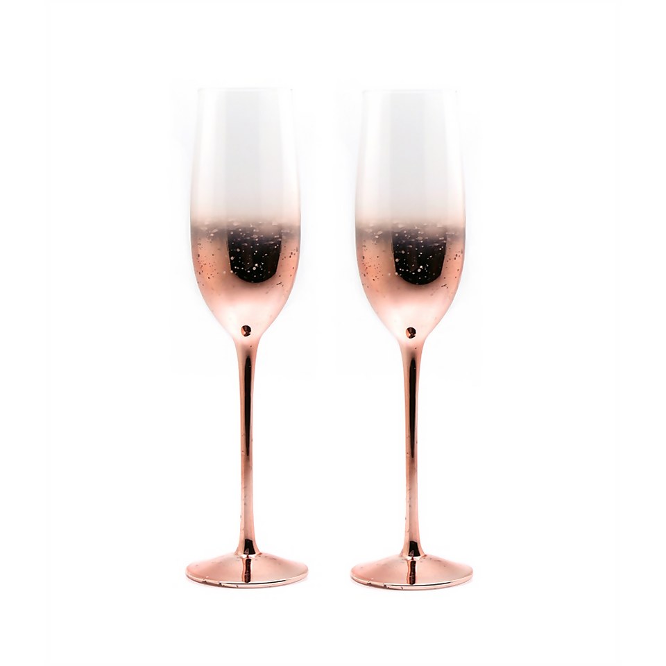 Champagne Flutes - Set of 2 - Rose Gold