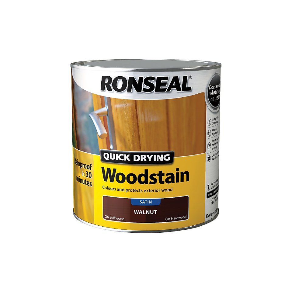 Ronseal Quick Drying Woodstain Walnut Satin - 2.5L