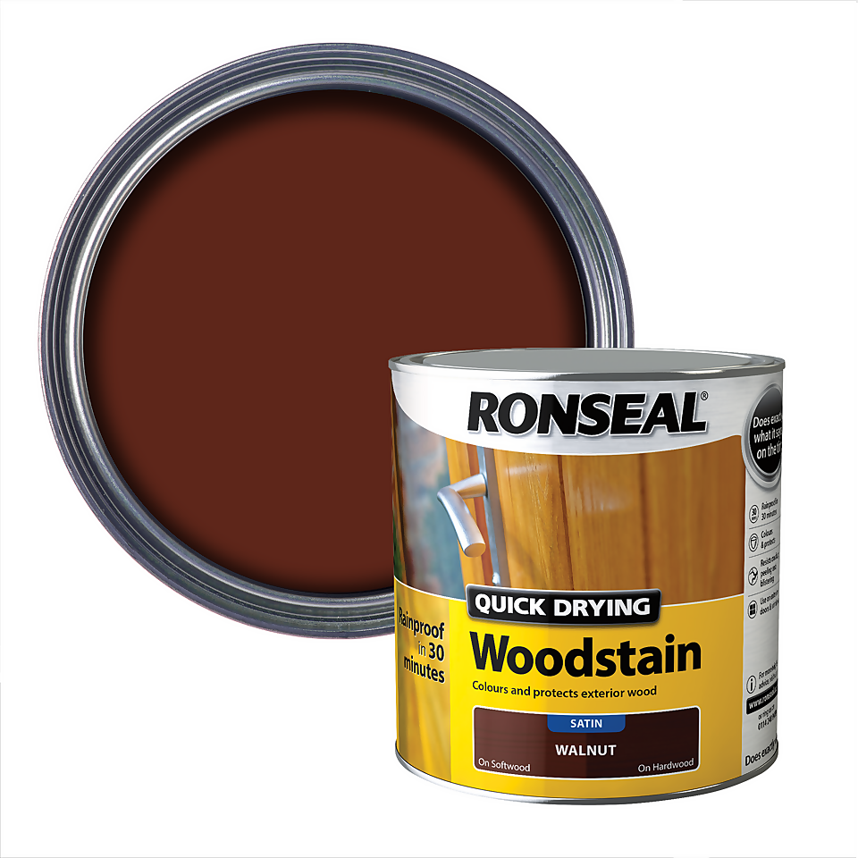 Ronseal Quick Drying Woodstain Walnut Satin - 2.5L