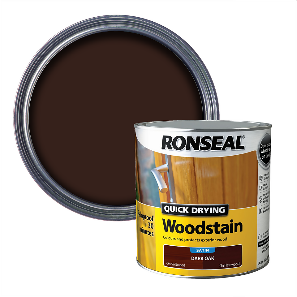 Ronseal Quick Drying Woodstain Satin Dark Oak - 2.5L