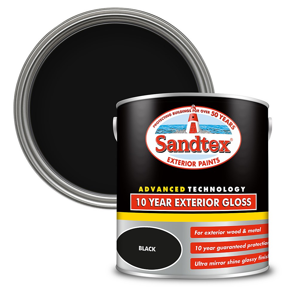 Sandtex Exterior 10 Year Gloss Paint Charcoal Black 2.5L Homebase