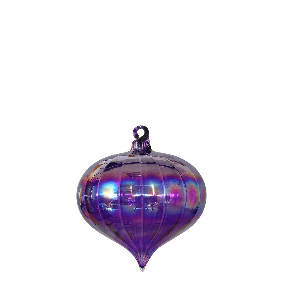 Purple Iridescent Glass Onion Hanging Christmas Tree Decoration