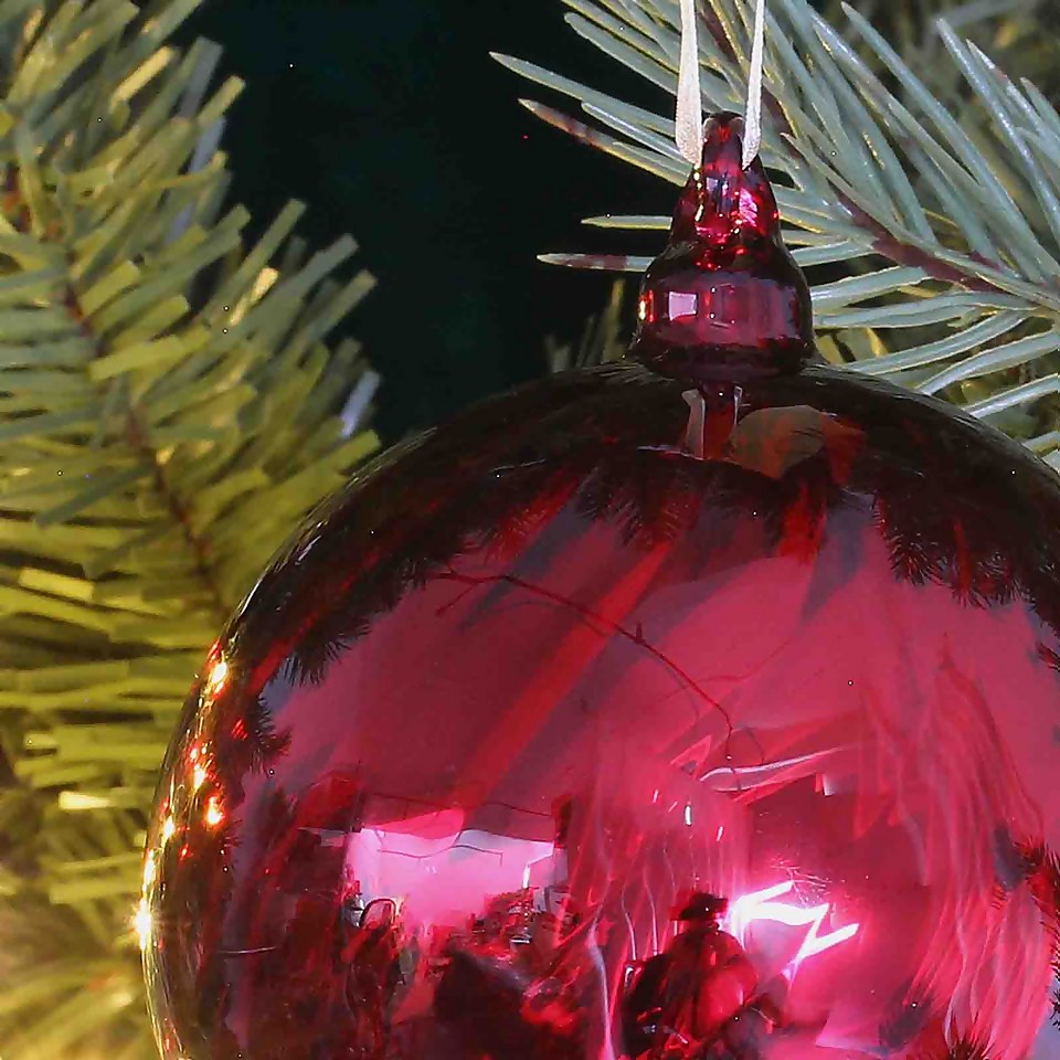 Red Angled Rib Glass Christmas Bauble Decoration