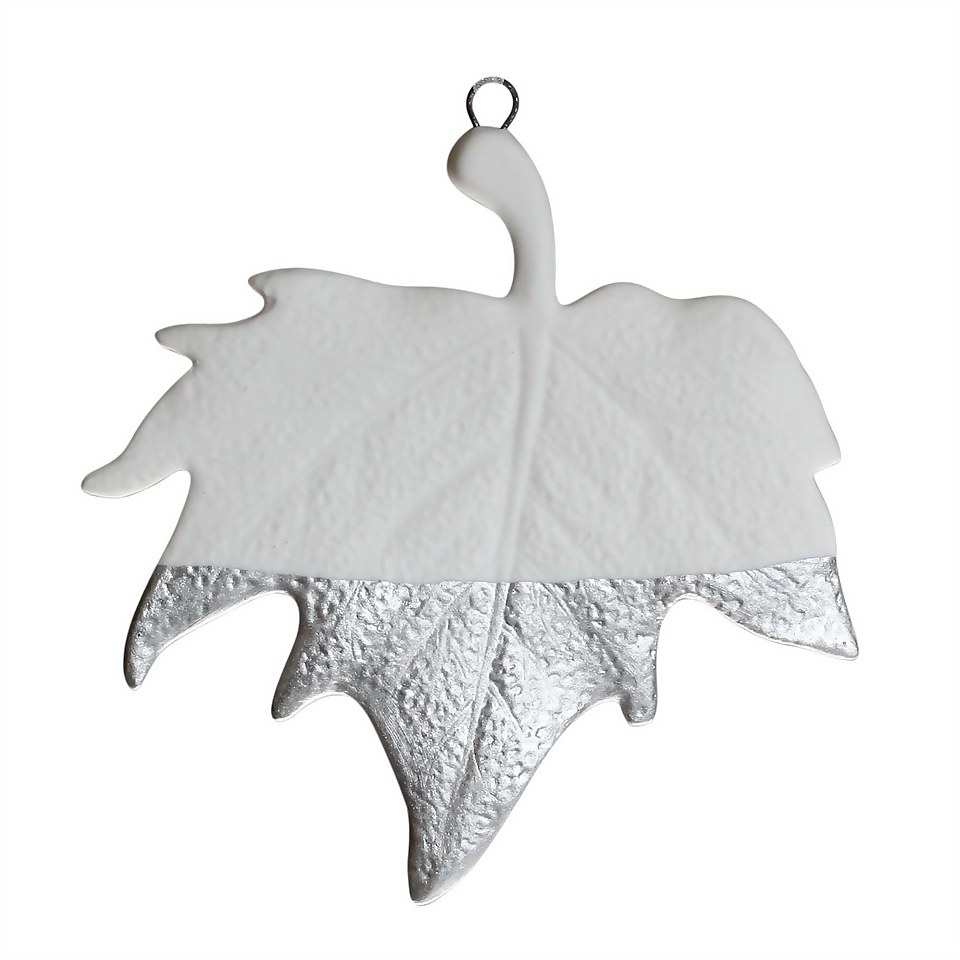 White Silver Dip Maple Leaf Hanging Tree Decoration