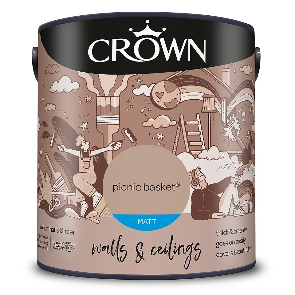 Crown Walls & Ceilings Matt Emulsion Paint Picnic Basket - 2.5L