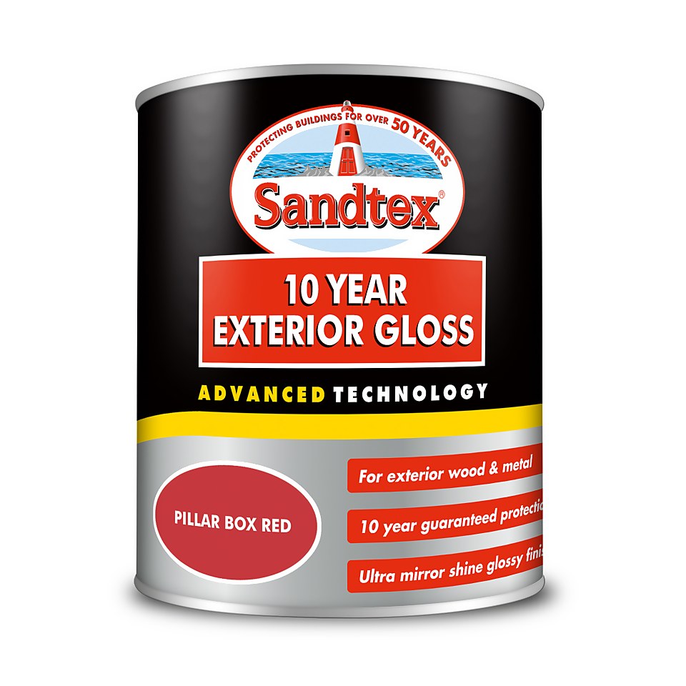 Sandtex 10 Year Gloss Paint Pillar Box Red - 750ml