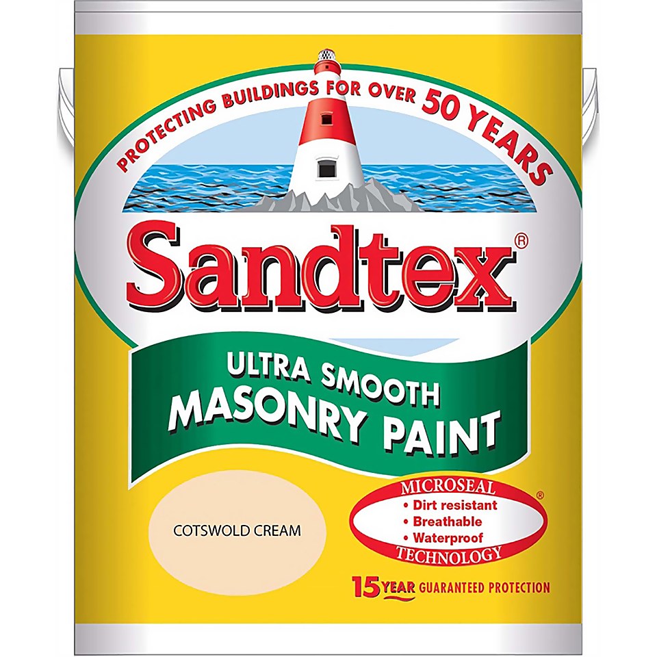 Sandtex Ultra Smooth Masonry Paint - Cotswold Cream - 5L