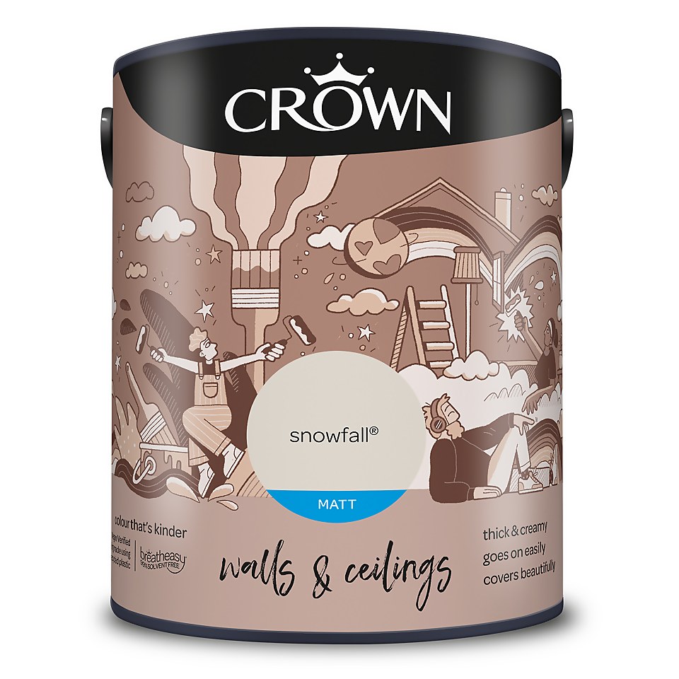Crown Walls & Ceilings Matt Emulsion Paint Snowfall - 5L