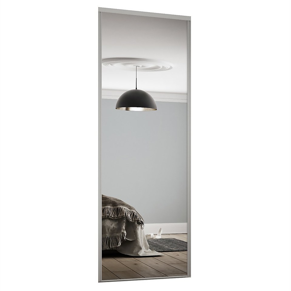 Classic Sliding Wardrobe Door Mirror with Silver Frame (W)762mm