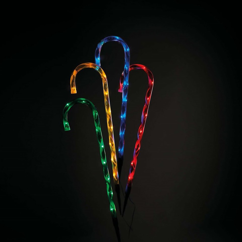 Candy Cane LED Stake Lights 4 Pack Outdoor Christmas Decorations