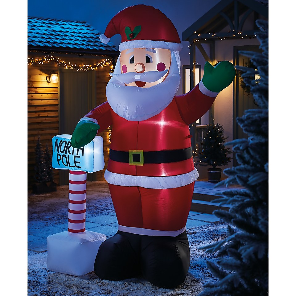 8ft Santa with North Pole Sign Christmas Inflatable