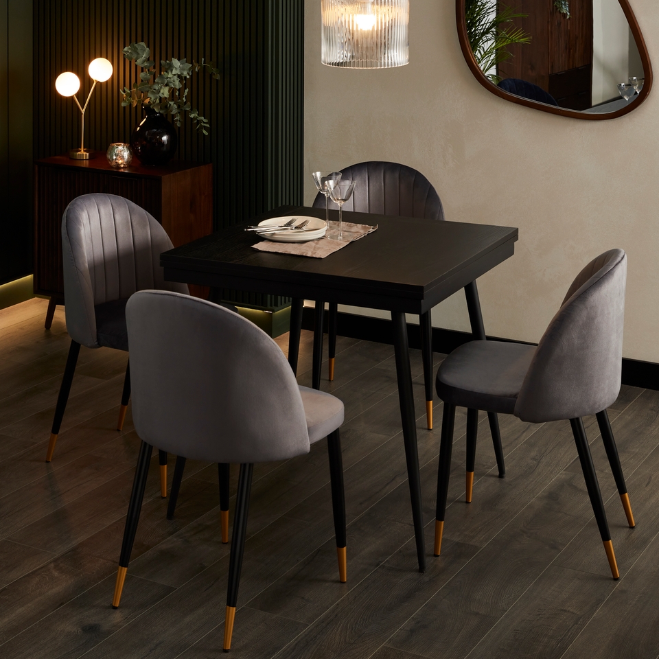 Illona Velvet Dining Chairs Set of 2 Grey Homebase