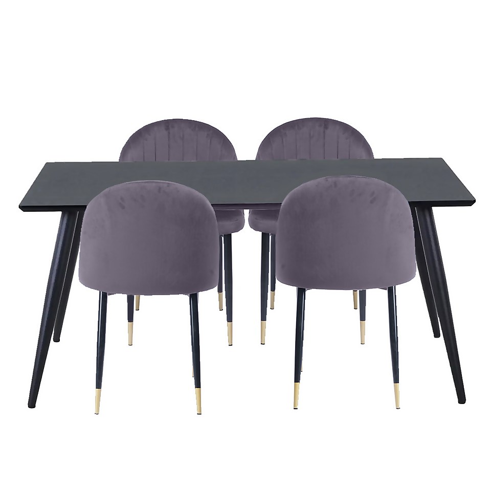 Illona Dining Table and 4 Chairs - Grey