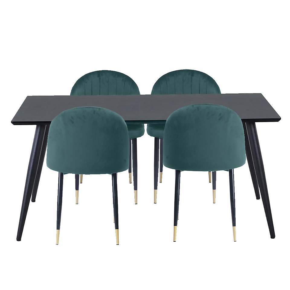 Illona Dining Table and 4 Chairs - Emerald