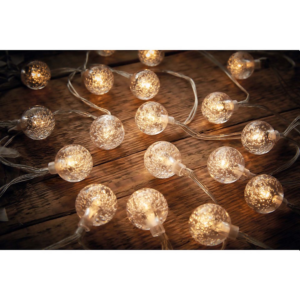 20 Clear Bubble Ball Christmas String Lights (Battery Operated)