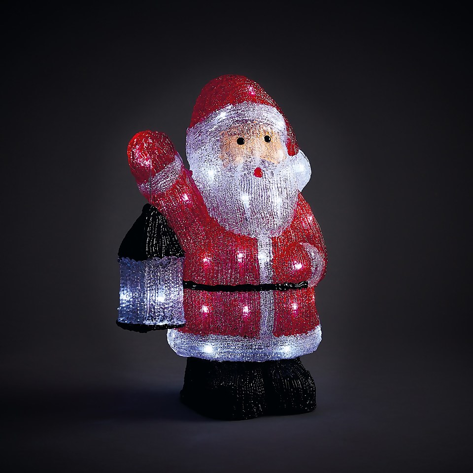 Acrylic LED Santa with Lantern 3D Outdoor Christmas Light Decoration - 40cm