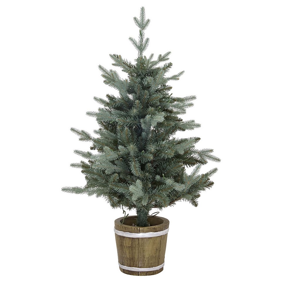 3ft 6in Pre-lit Barrel Potted Christmas Tree (Battery Operated)