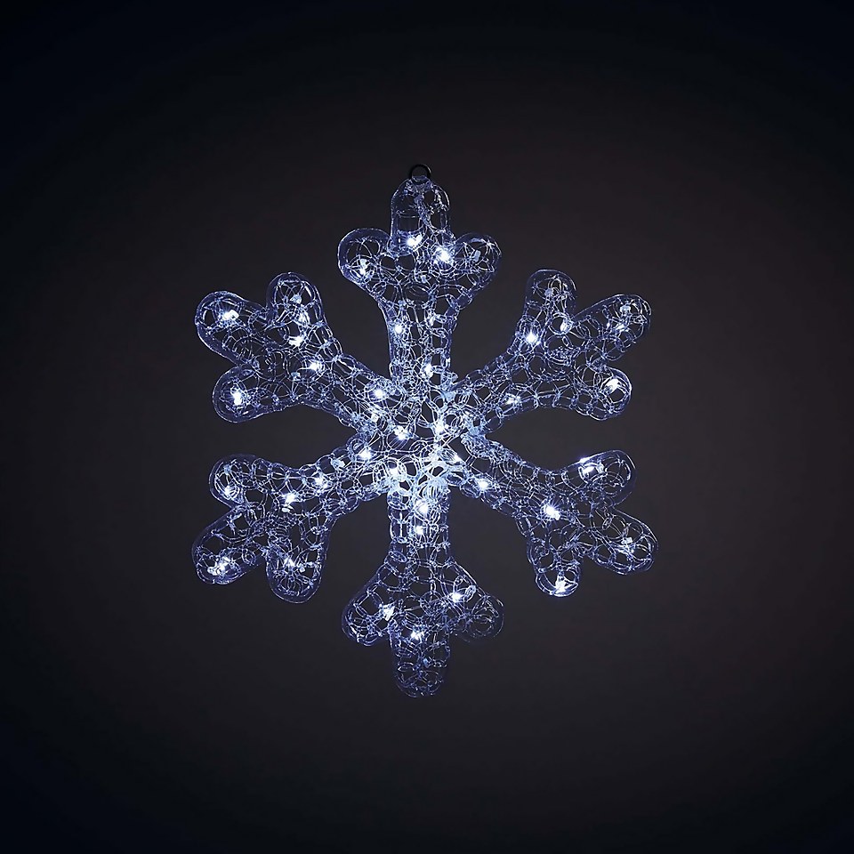 Snowflake Spun Acrylic LED Christmas Light Decoration - 37cm