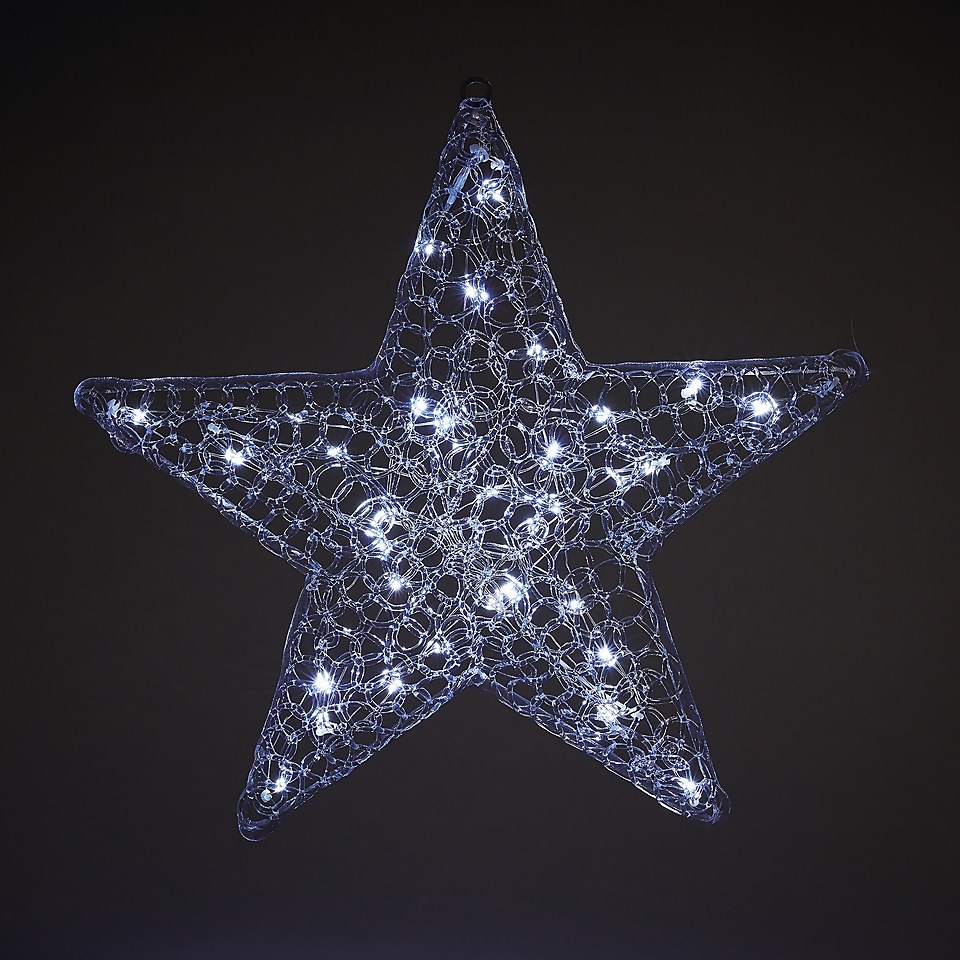Star Spun Acrylic LED Christmas Light Decoration - 37cm