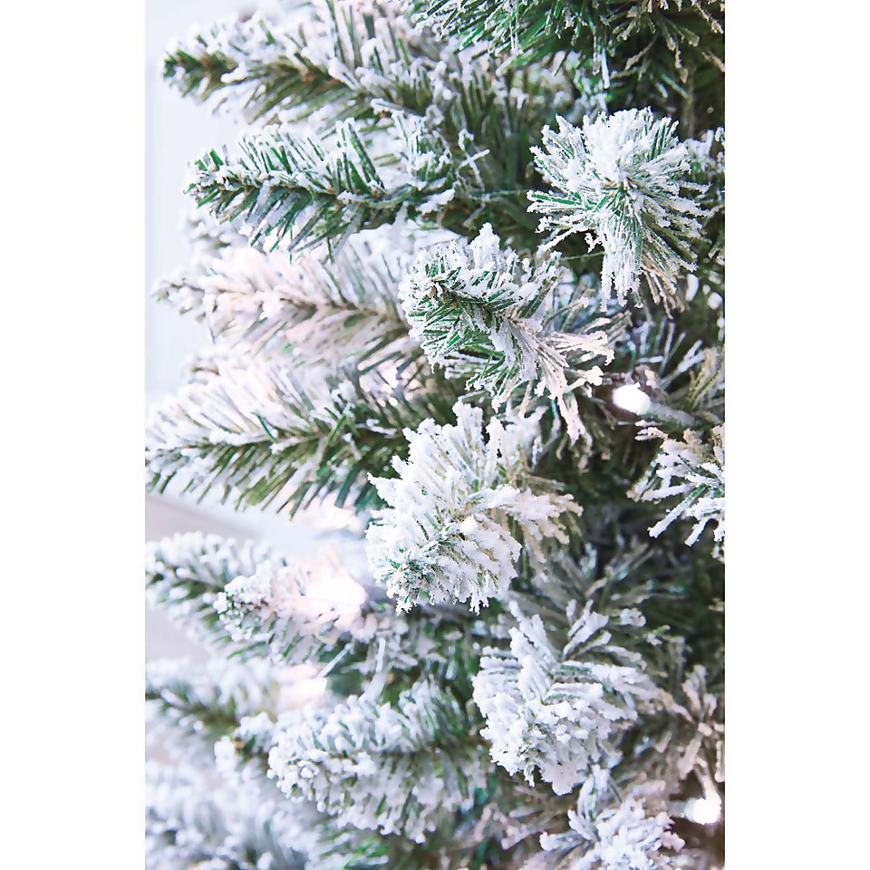 6ft Slim Flocked Pre-lit Potted  Christmas Tree