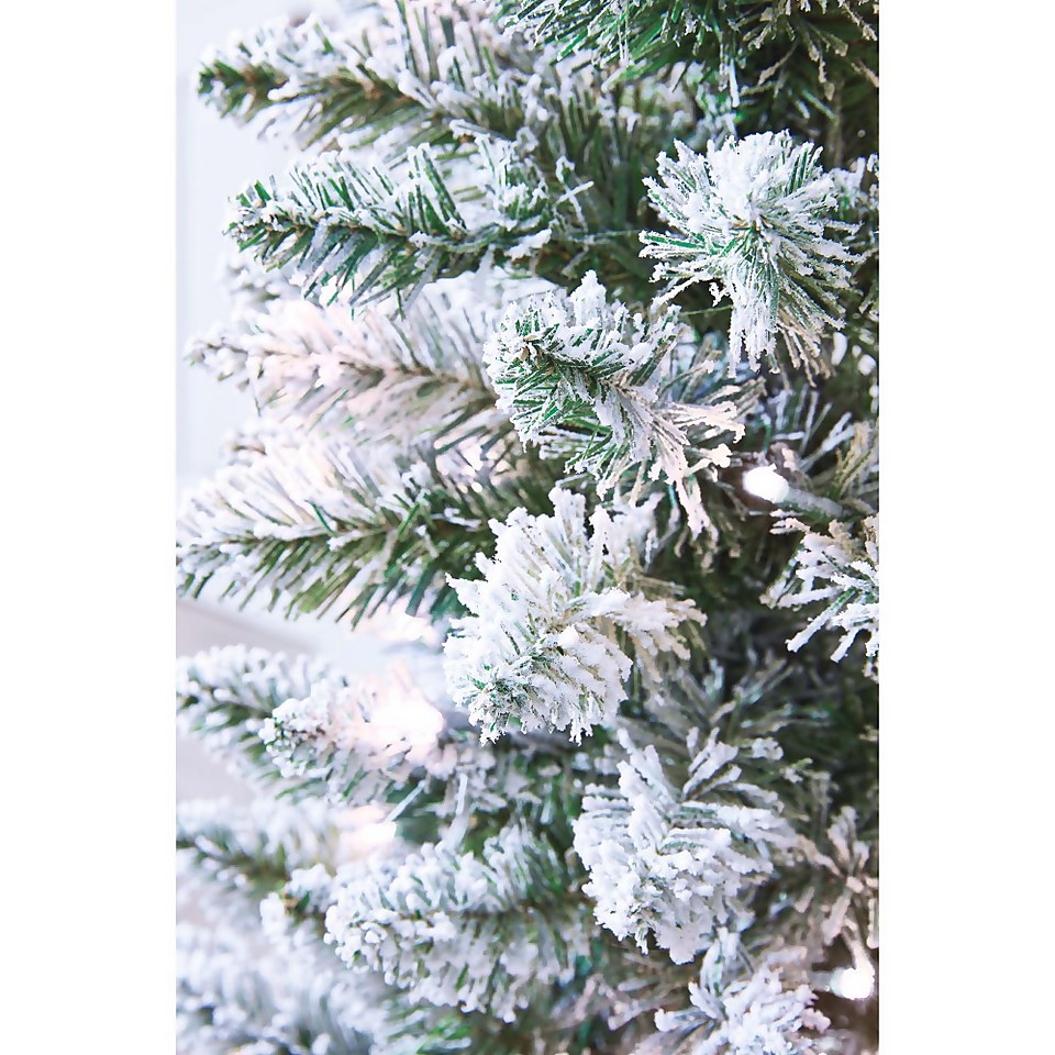 6ft Slim Flocked Prelit Potted Christmas Tree Homebase