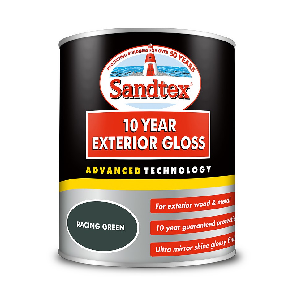 Sandtex Exterior 10 Year Gloss Paint Racing Green -750ml