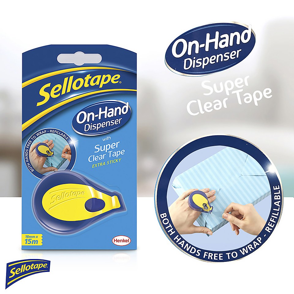 Sellotape Super Clear Tape On-Hand Dispenser