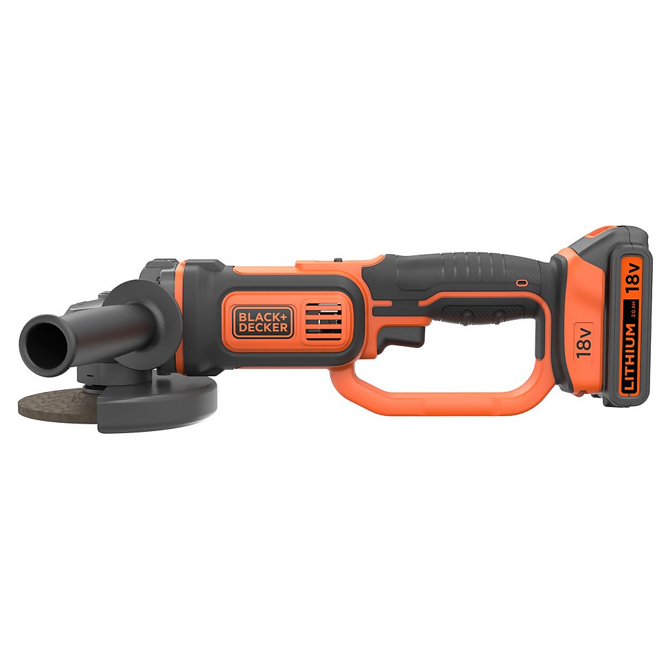 BLACK+DECKER 125MM 18V Cordless Angle Grinder with 3 Discs (BCG720D13-GB)