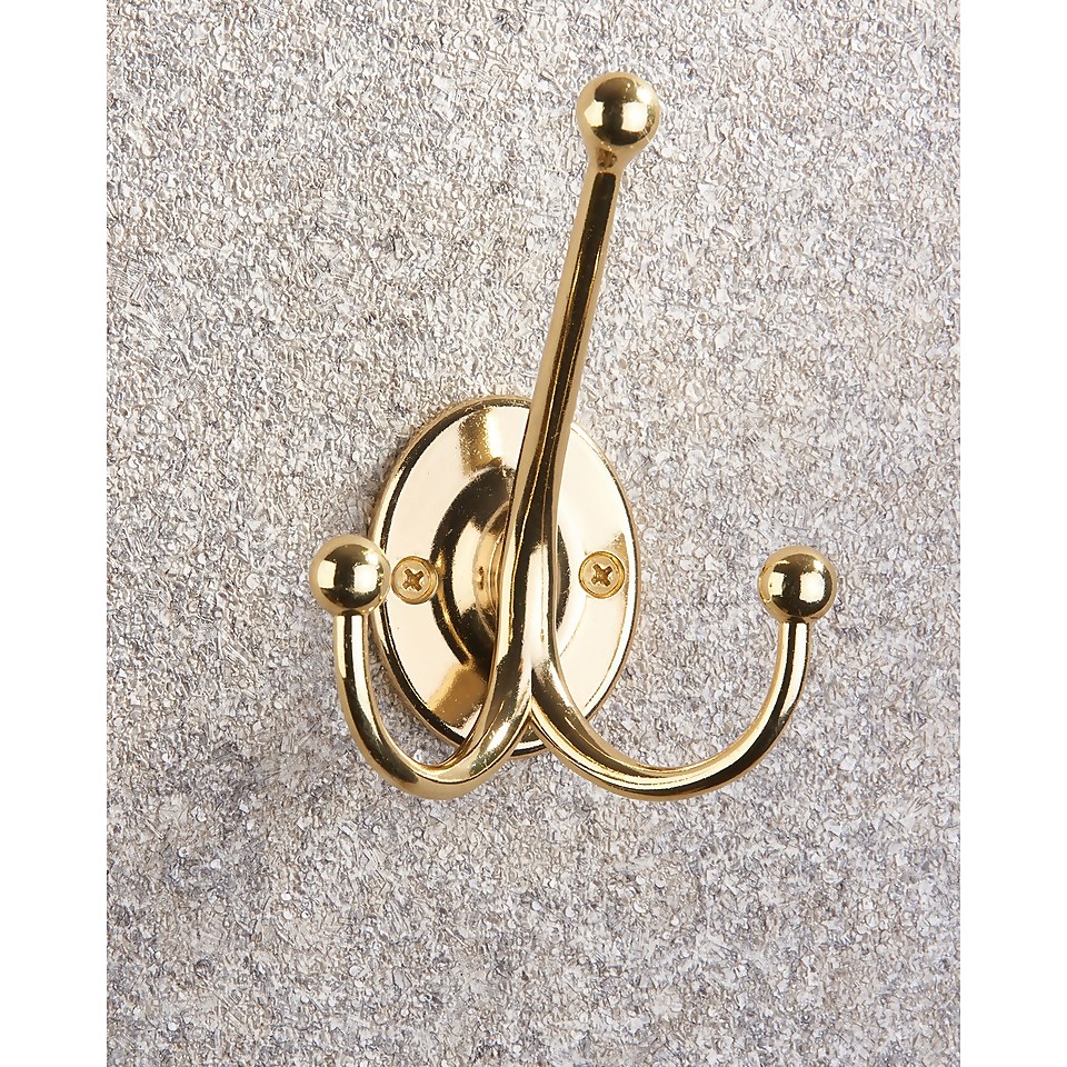 Oval Tri Hook - Polished Brass