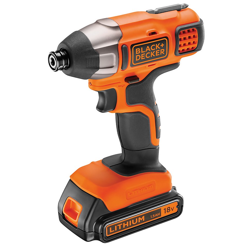 BLACK+DECKER 18V Cordless Impact Driver with Battery and Charger (BDCIM18C1-GB)