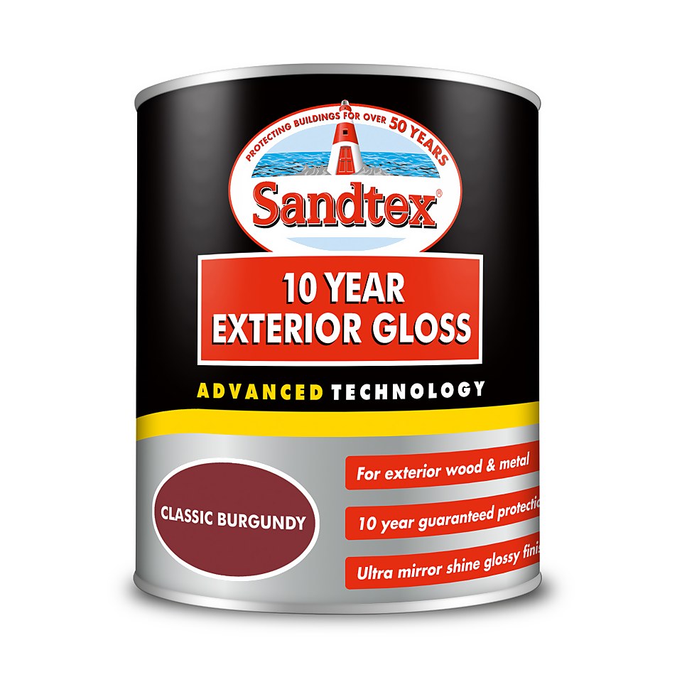 Sandtex Exterior 10 Year Gloss Paint Classic Burgundy - 750ml