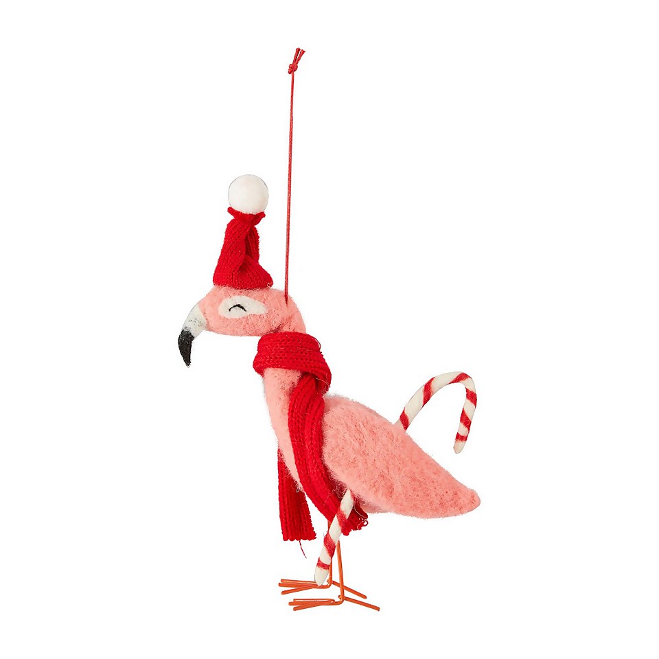Felt Flamingo Hanging Christmas Tree Decoration
