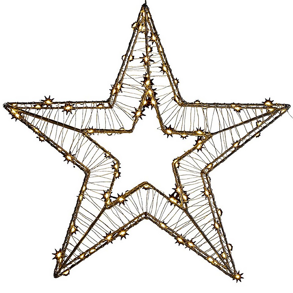 Silver Star 3D Light Up Christmas Decoration (Battery Operated)
