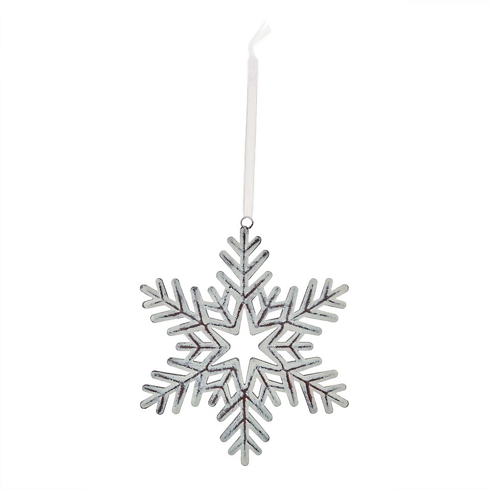 Large White Metal Snowflake Hanging Christmas Tree Decoration