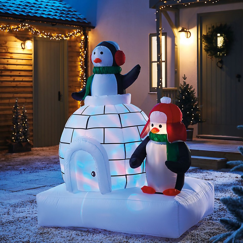 5ft Penguins and Igloo Christmas Outdoor Inflatable Decoration