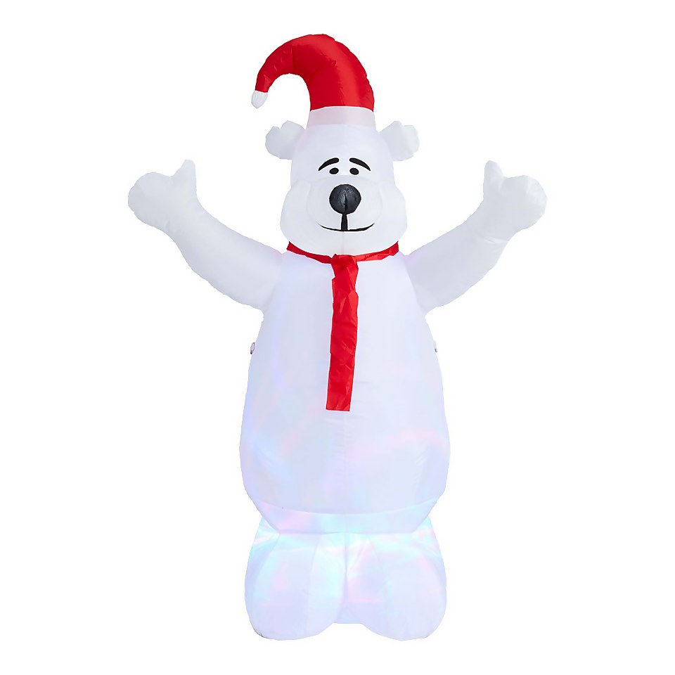 6ft Disco Light Bear Christmas Inflatable